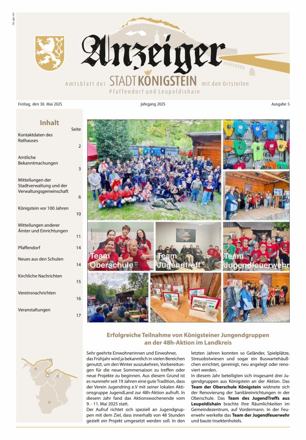 Amtsblatt der Stadt Königstein Titelblatt 05/2025