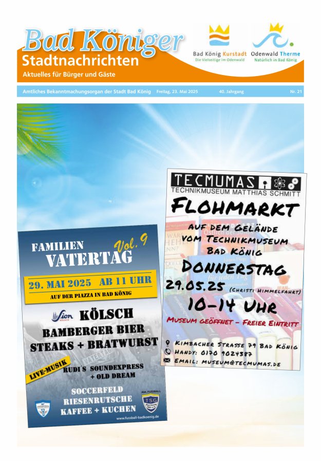 Bad Königer Stadtnachrichten und Badeblatt Titelblatt 21/2025