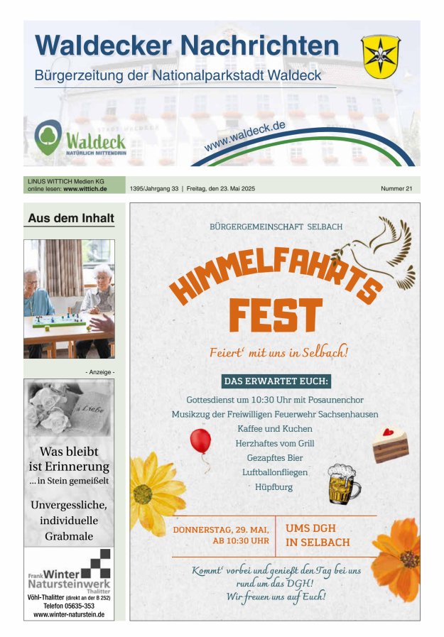 Waldecker Nachrichten Titelblatt 21/2025