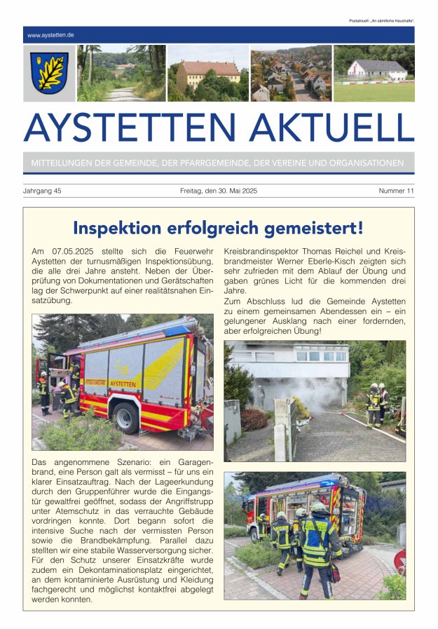 Aystetten Aktuell Wir über uns Titelblatt 11/2025