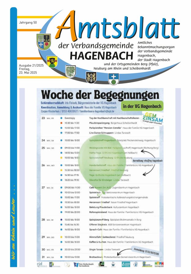 Amtsblatt der VG Hagenbach Titelblatt 21/2025