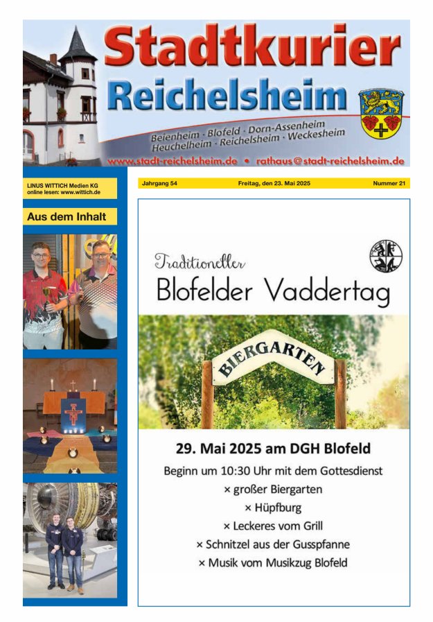 Stadtkurier Reichelsheim Titelblatt 21/2025