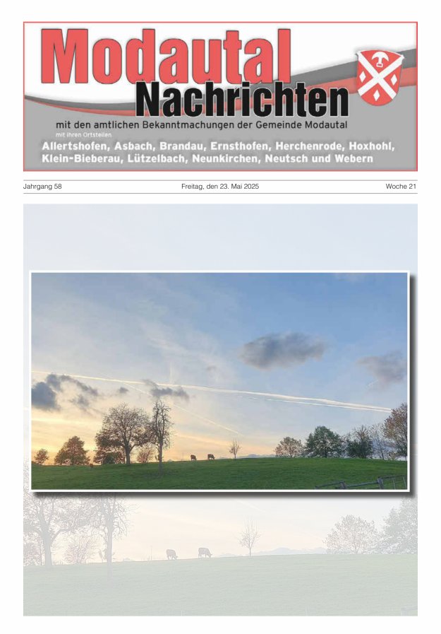 Modautal-Nachrichten Titelblatt 21/2025
