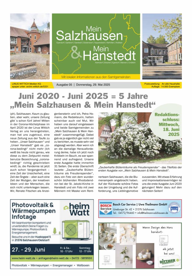 Mein Salzhausen   Mein Hanstedt Titelblatt 05/2025