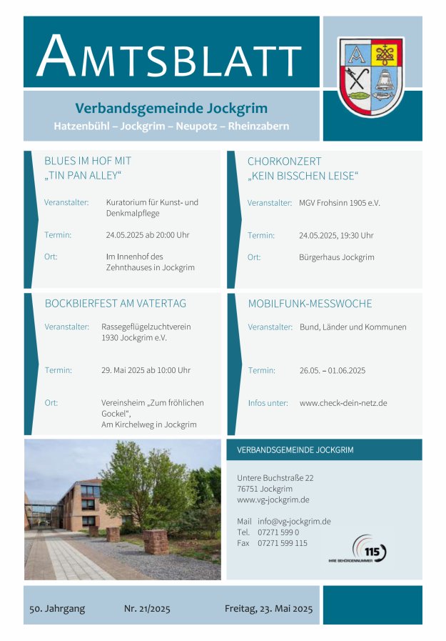 Amtsblatt VG Jockgrim Titelblatt 21/2025