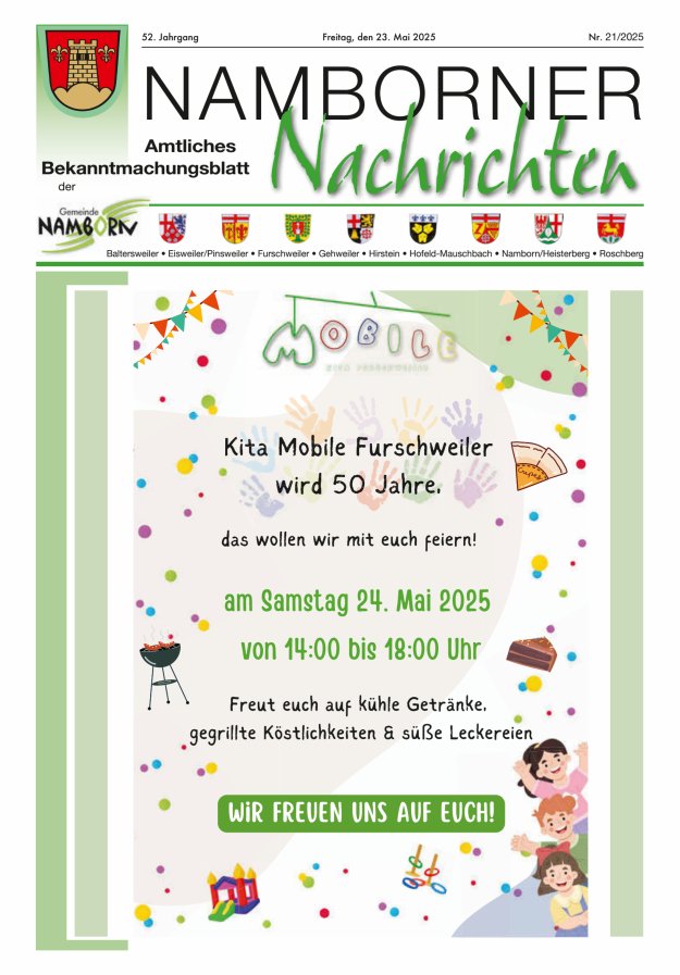 Namborner Nachrichten Titelblatt 21/2025