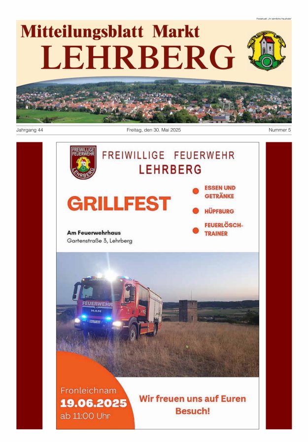 Mitteilungsblatt Markt Lehrberg Titelblatt 05/2025