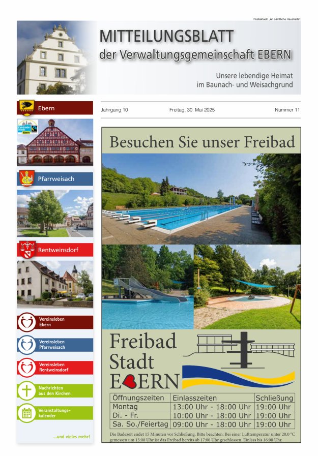 Mitteilungsblatt der Verwaltungsgemeinschaft Ebern Titelblatt 11/2025
