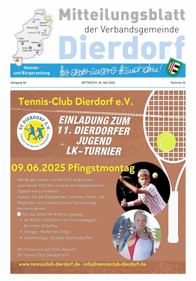 Mitteilungsblatt der Verbandsgemeinde Dierdorf Titelblatt 22/2025