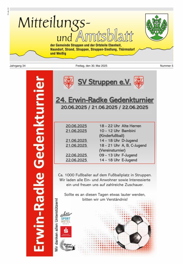 Mitteilungs- und Amtsblatt der Gemeinde Struppen und der Ortsteile Titelblatt 05/2025
