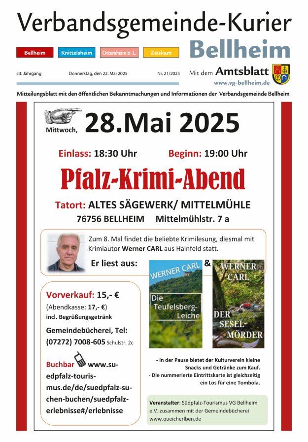 Verbandsgemeinde-Kurier Bellheim Titelblatt 21/2025
