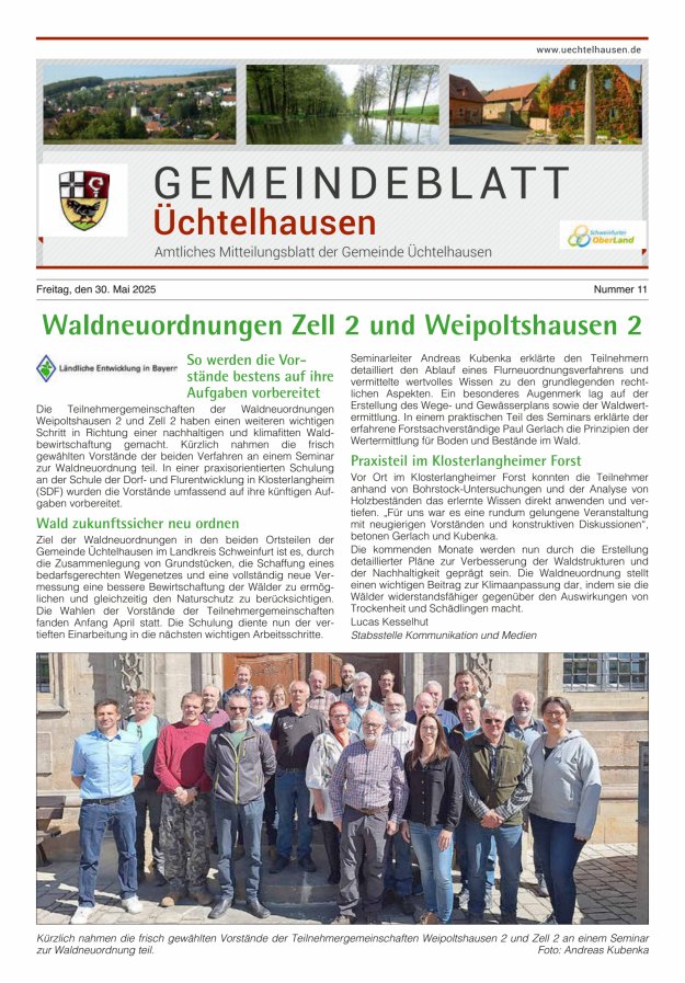 Gemeindeblatt Üchtelhausen Titelblatt 11/2025