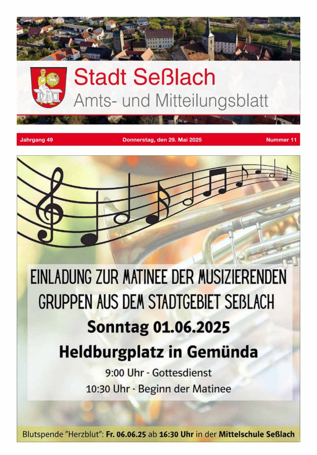 Amts- und Mitteilungsblatt Stadt Seßlach Titelblatt 11/2025