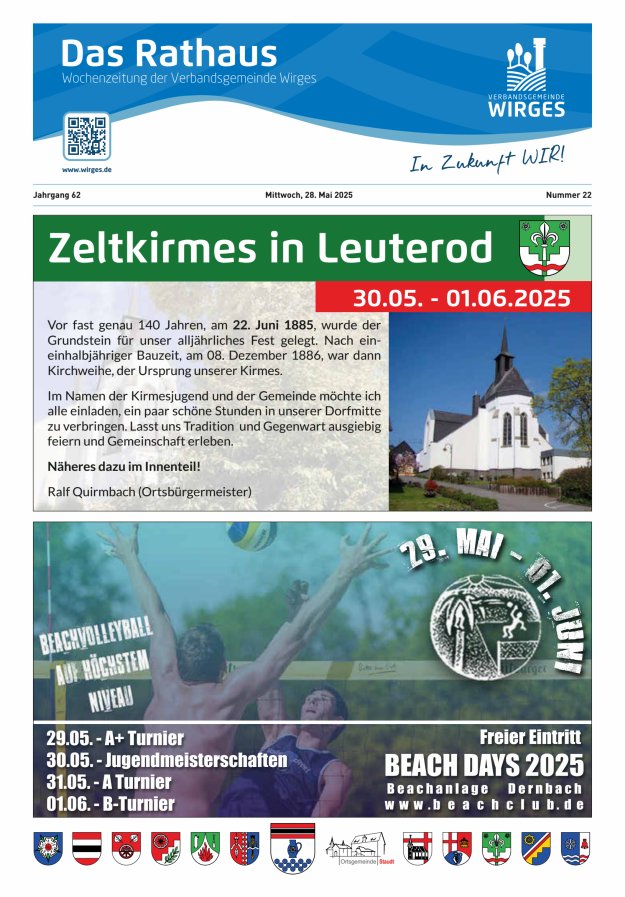 Das Rathaus - Informationen für die Bürger in der VG Wirges Titelblatt 22/2025