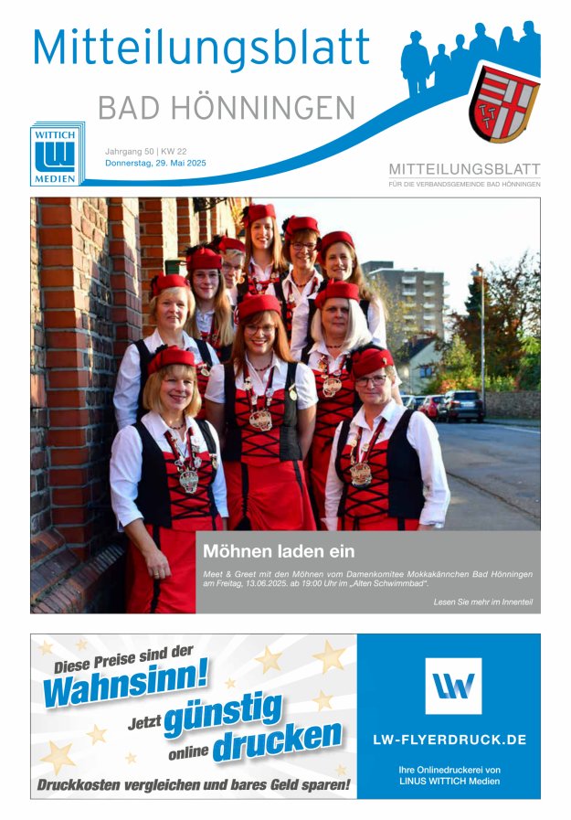 Mitteilungsblatt für den Bereich der Verbandsgemeinde Bad Hönningen Titelblatt 22/2025