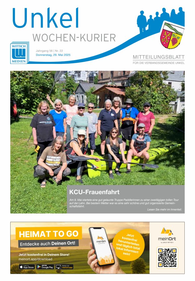 Wochen-Kurier Verbandsgemeinde Unkel Titelblatt 22/2025