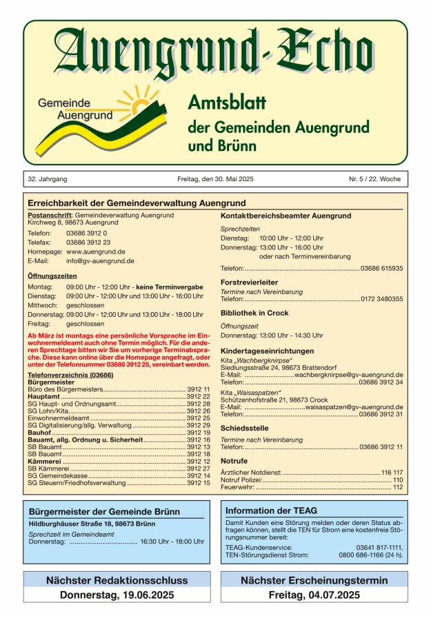 Auengrund-Echo Titelblatt 05/2025