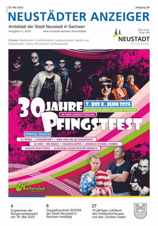 Neustädter Anzeiger - Amts- und Heimatblatt der Stadt Neustadt in Sachsen Titelblatt 11/2025