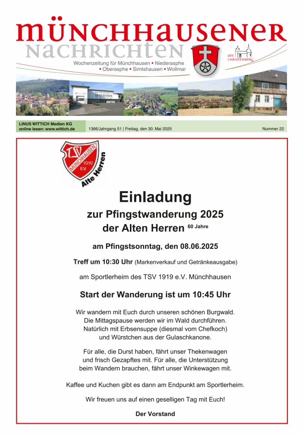 Münchhausener Nachrichten Titelblatt 22/2025