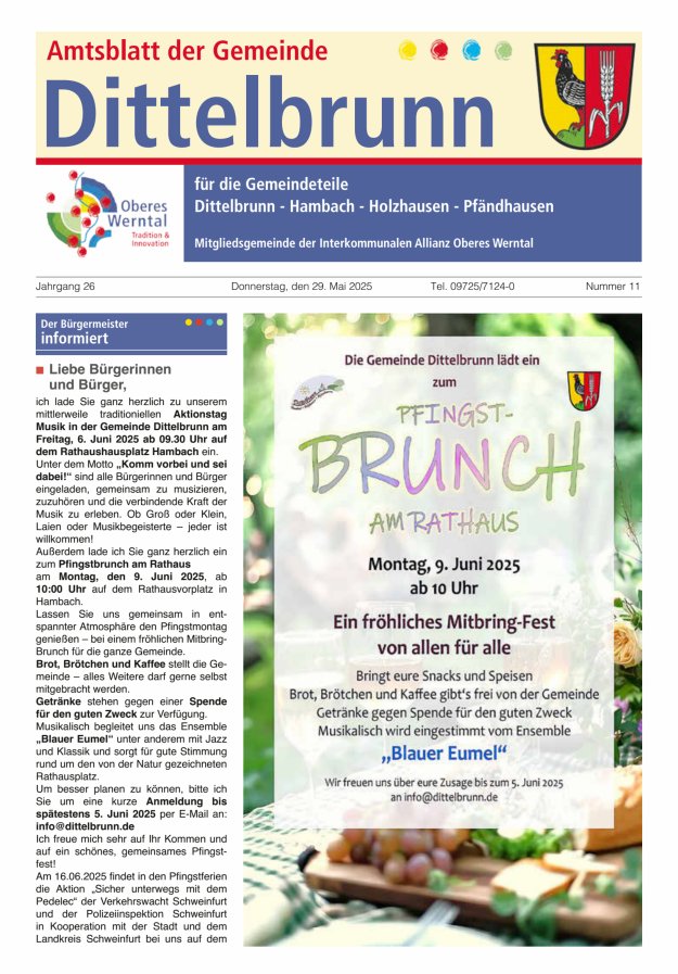 Amtsblatt der Gemeinde Dittelbrunn Titelblatt 11/2025