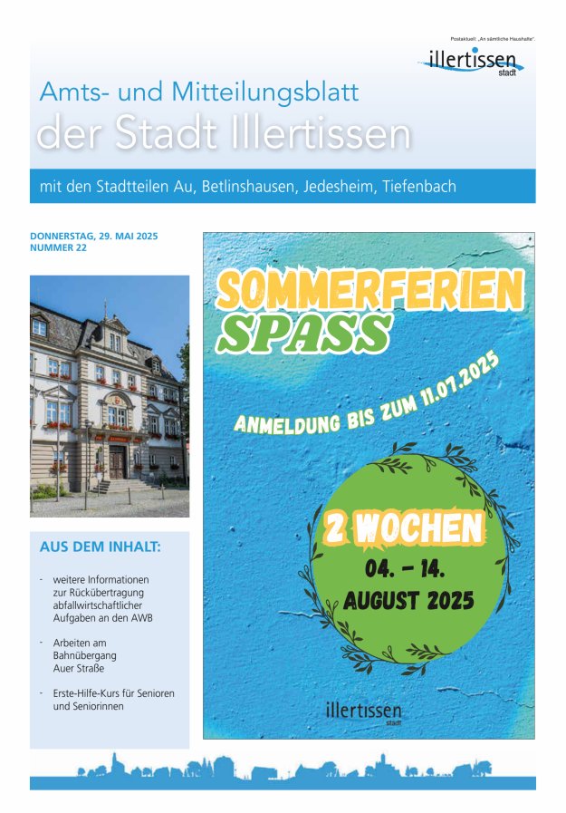 Amts- und Mitteilungsblatt Stadt Illertissen Titelblatt 22/2025