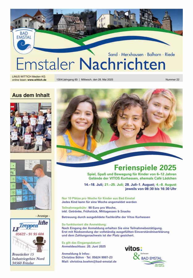 Emstaler Nachrichten Titelblatt 22/2025