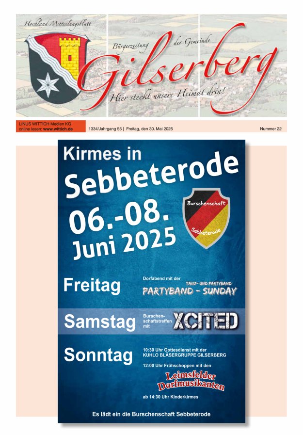 Hochland Mitteilungsblatt Gilserberg Titelblatt 22/2025