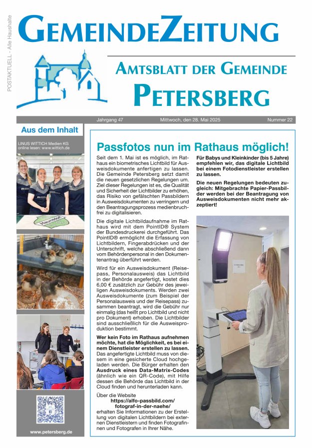 Amtsblatt Blickpunkt Petersberg Titelblatt 22/2025