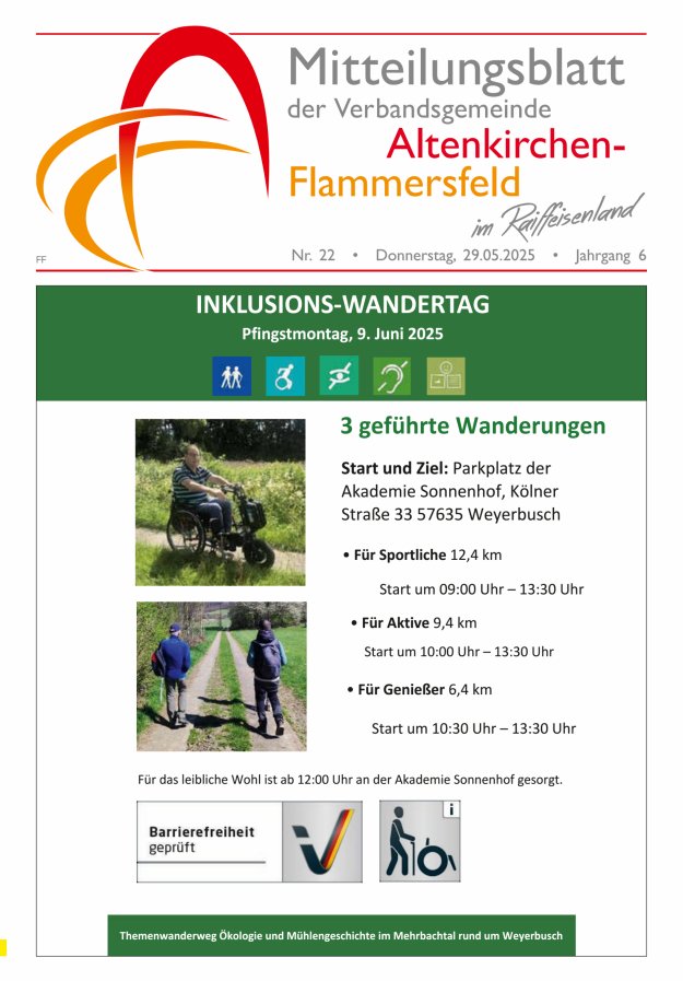 Mitteilungsblatt Verbandsgemeinde Altenkirchen-Flammersfeld Ausg Flammersfeld Titelblatt 22/2025