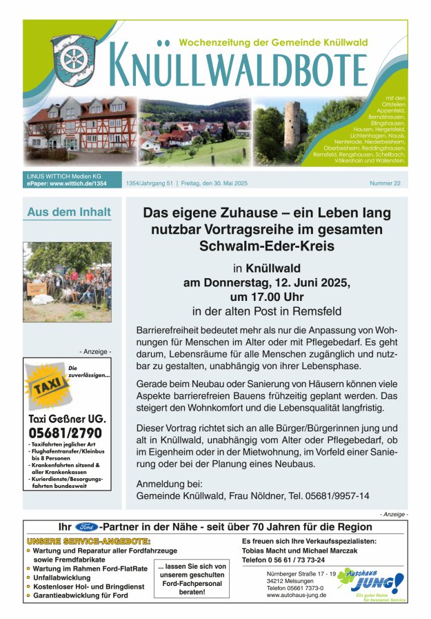 Knüllwaldbote Titelblatt 22/2025