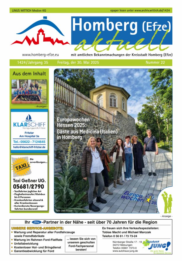 Homberg Efze aktuell Titelblatt 22/2025