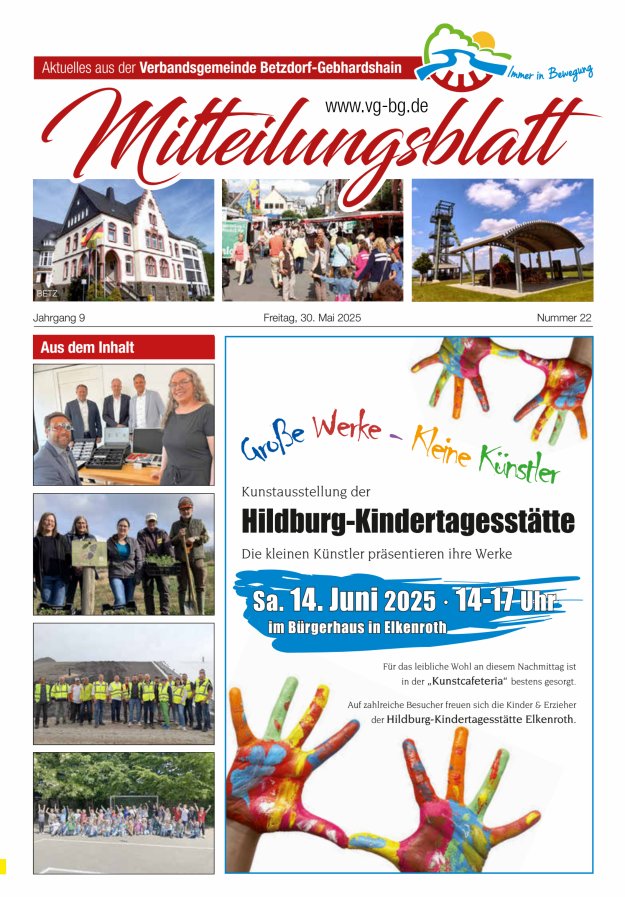 Aktuelles aus der VG Betzdorf-Gebhardshain, Ausgabe Betzdorf Titelblatt 22/2025