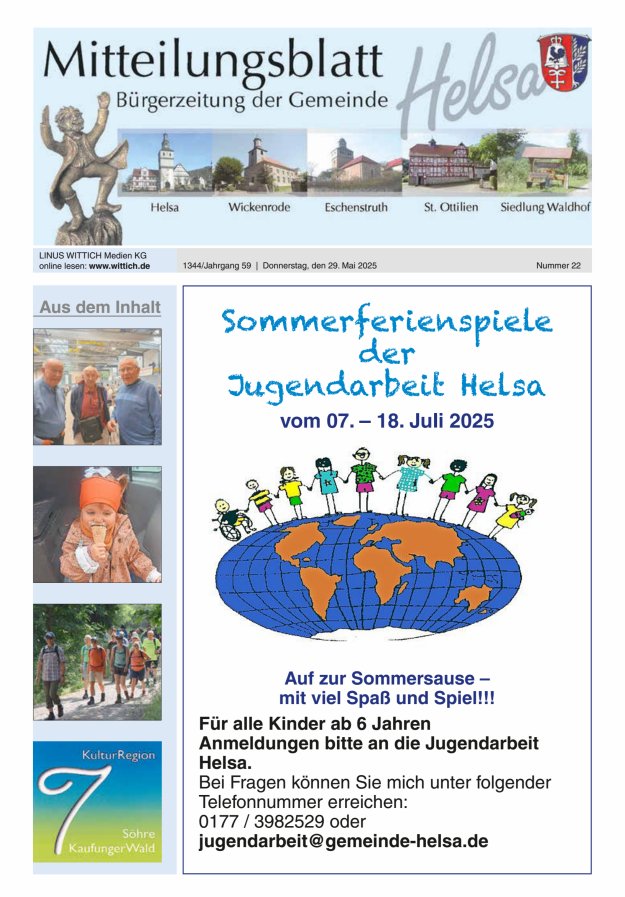 Mitteilungsblatt Helsa Titelblatt 22/2025