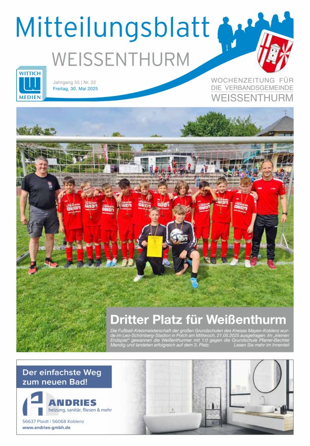 Mitteilungsblatt für den Bereich der Verbandsgemeinde Weißenthurm Titelblatt 22/2025