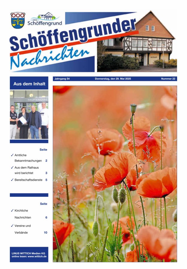 Schöffengrunder Nachrichten Titelblatt 22/2025