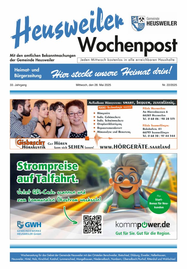 Heusweiler Wochenpost Titelblatt 22/2025