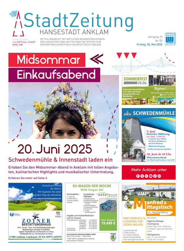Anklam StadtZeitung Titelblatt 05/2025