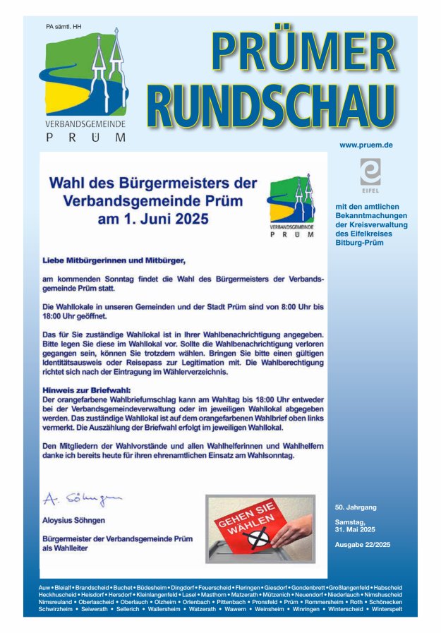 Prümer Rundschau Titelblatt 22/2025