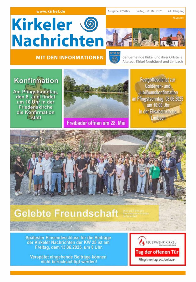 Kirkeler Nachrichten Titelblatt 22/2025