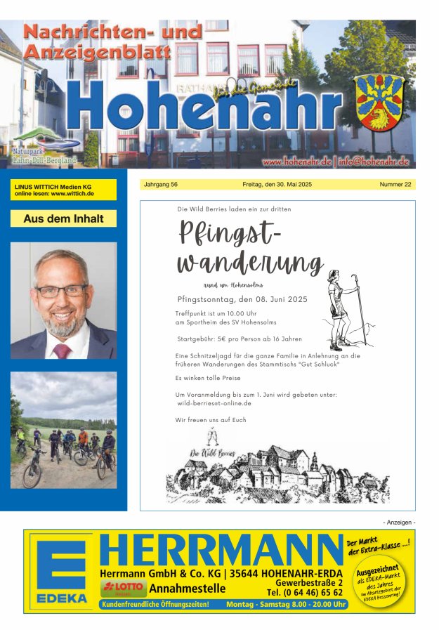 Nachrichten- und Anzeigenblatt für die Gemeinde Hohenahr Titelblatt 22/2025