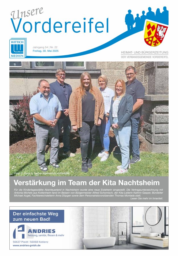 Mitteilungsblatt Vordereifel - Heimat- u Bürgerzeitung der VG Vordereifel Titelblatt 22/2025