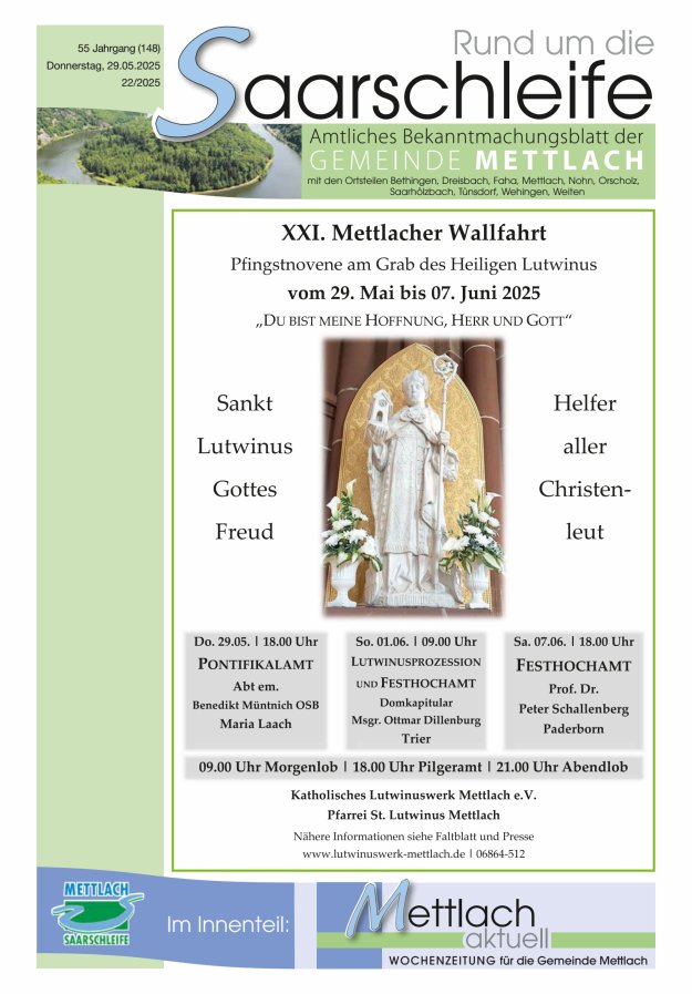 Rund um die Saarschleife Gemeinde Mettlach Titelblatt 22/2025