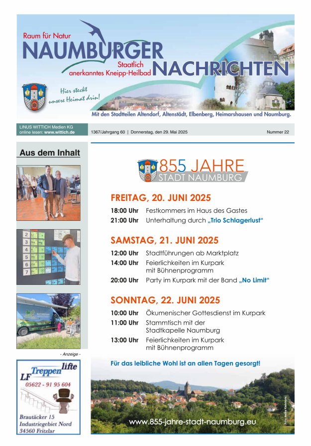 Naumburger Nachrichten Titelblatt 22/2025