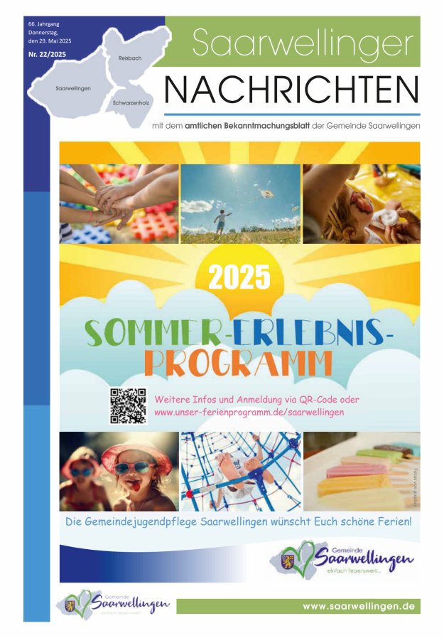 Saarwellinger Nachrichten Titelblatt 22/2025