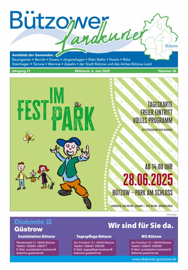 Bützower Landkurier Titelblatt 06/2025