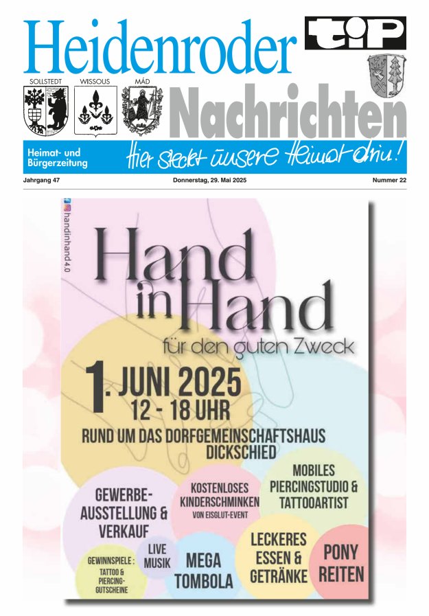 "tip" Heidenroder Nachrichten Titelblatt 22/2025
