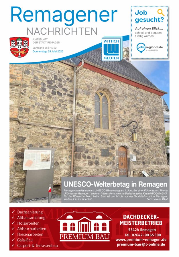 Remagener Nachrichten Titelblatt 22/2025