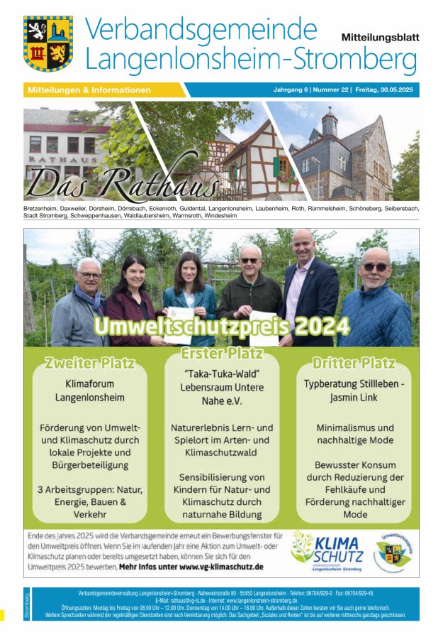 Das Rathaus - MTB d VG Langenlonsheim-Stromberg  Titelblatt 22/2025