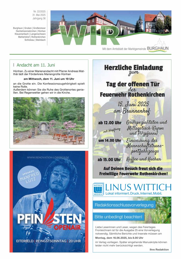 WIR - mit Amtsblatt der Marktgemeinde Burghaun Titelblatt 22/2025