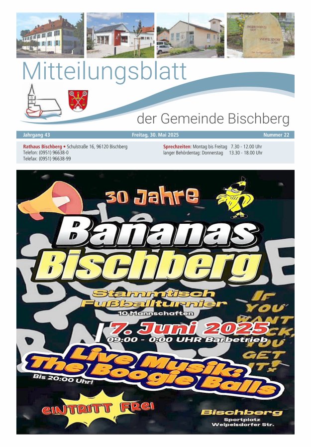 Mitteilungsblatt der Gemeinde Bischberg Titelblatt 22/2025